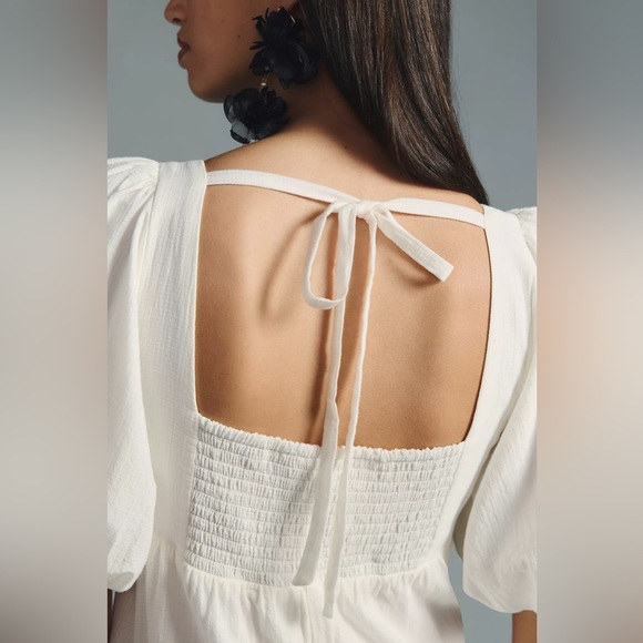 Anthropologie Square-Neck Puff-Sleeve Tiered Dress - Picture 7 of 11